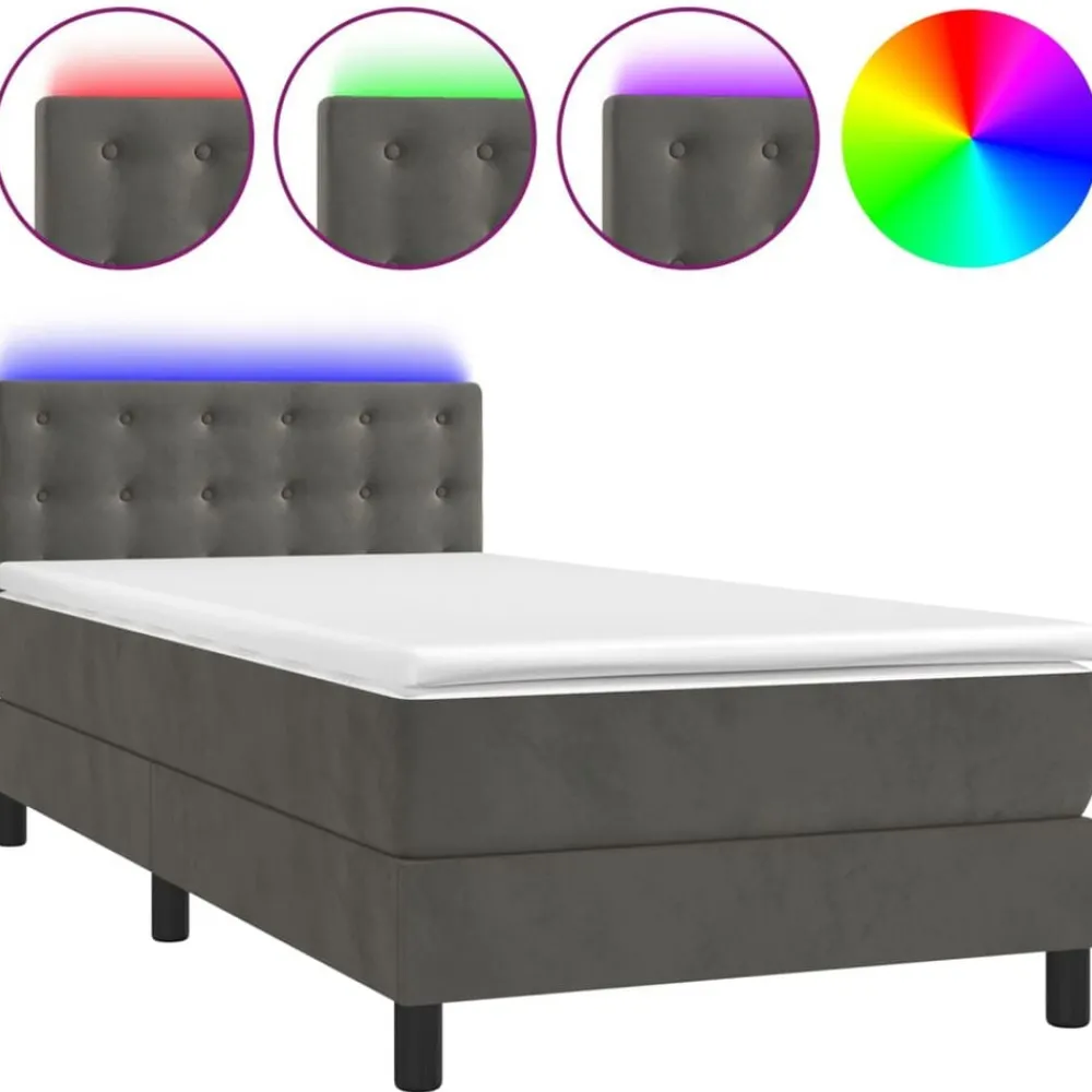 Boxspring met matras en LED fluweel 80x200 cm>vidaXL Clearance