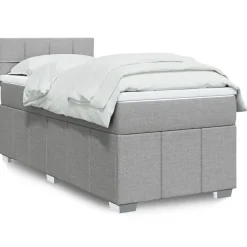 Bedden & Accessoires*vidaXL Boxspring met matras stof 80x200 cm Lichtgrijs
