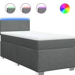 Bedden & Accessoires*vidaXL Boxspring met matras stof 80x200 cm Donkergrijs