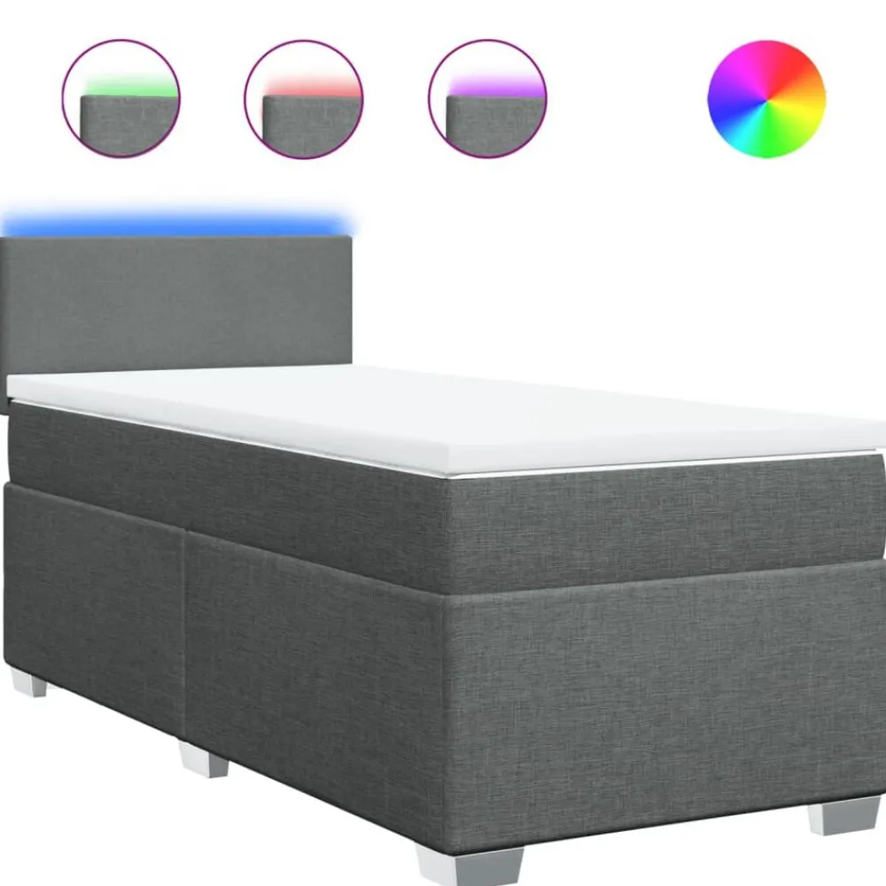 Bedden & Accessoires*vidaXL Boxspring met matras stof 80x200 cm Donkergrijs