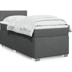Bedden & Accessoires*vidaXL Boxspring met matras stof 80x200 cm Donkergrijs