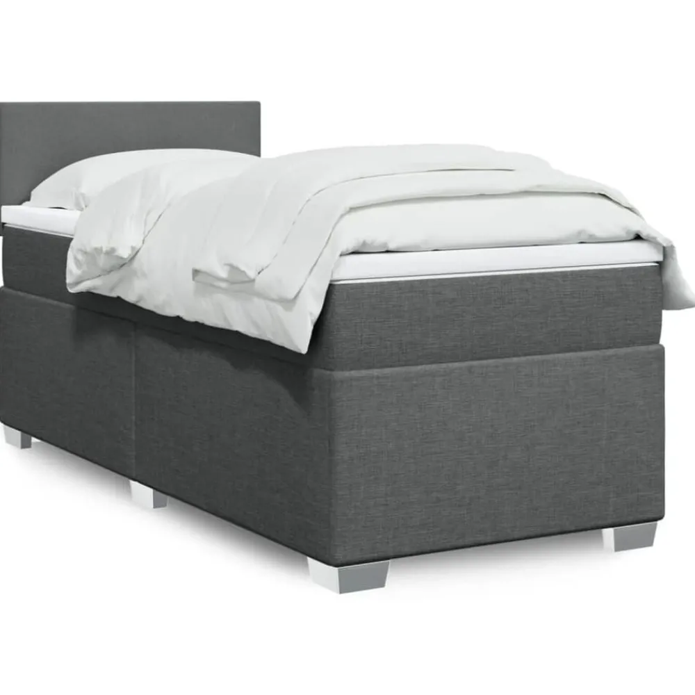 Bedden & Accessoires*vidaXL Boxspring met matras stof 80x200 cm Donkergrijs