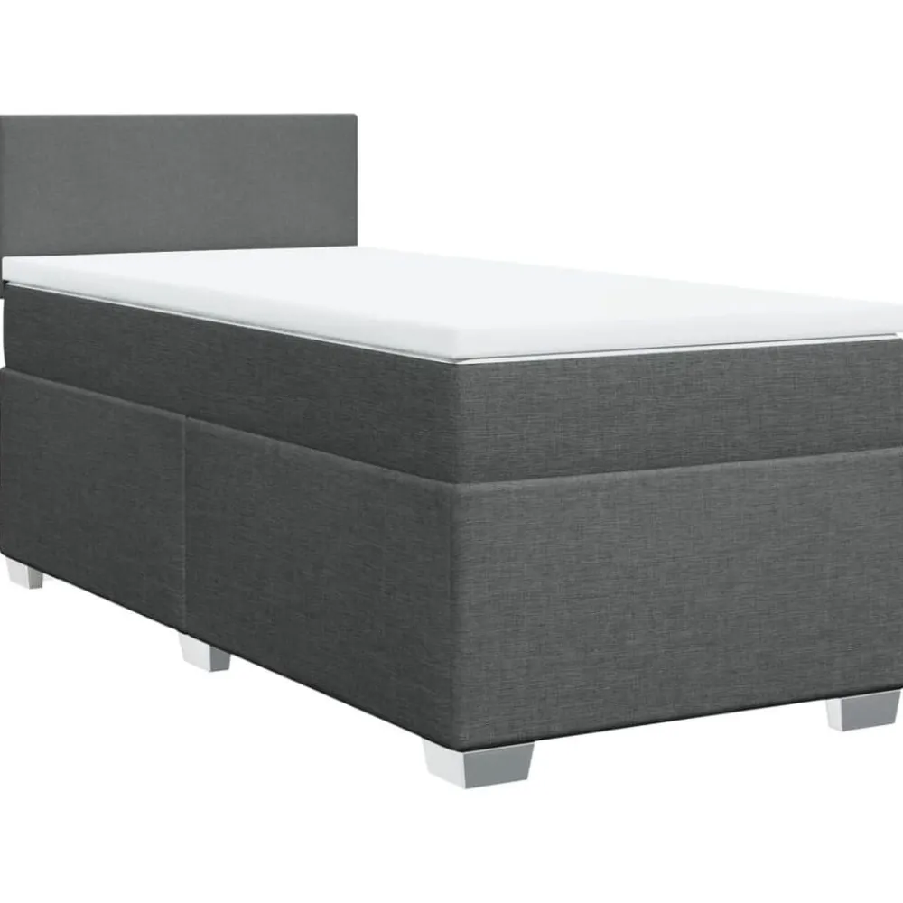Bedden & Accessoires*vidaXL Boxspring met matras stof 80x200 cm Donkergrijs