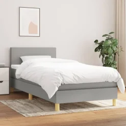 Bedden & Accessoires*vidaXL Boxspring met matras stof 80x200 cm Lichtgrijs