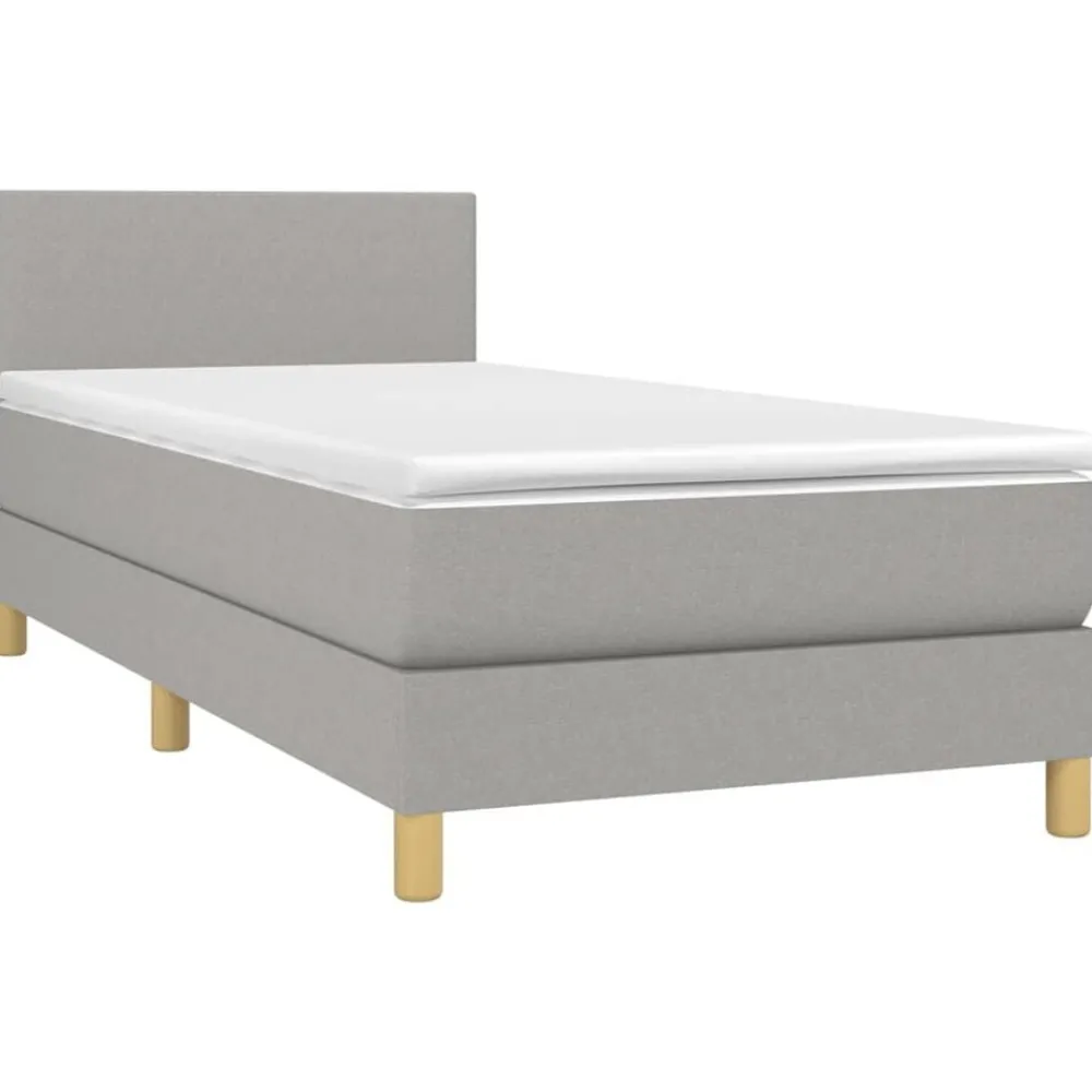 Bedden & Accessoires*vidaXL Boxspring met matras stof 80x200 cm Lichtgrijs