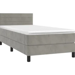 Bedden & Accessoires*vidaXL Boxspring met matras en LED fluweel 80x200 cm Lichtgrijs
