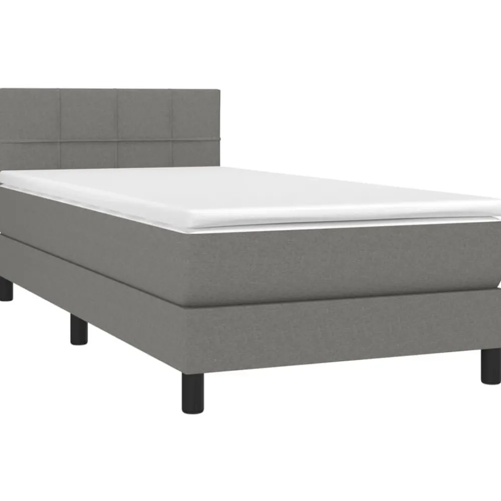 Bedden & Accessoires*vidaXL Boxspring met matras en LED stof 80x200 cm Donkergrijs