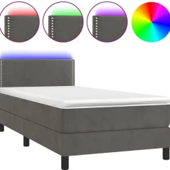 Boxspring met matras en LED fluweel 90x190 cm>vidaXL Online