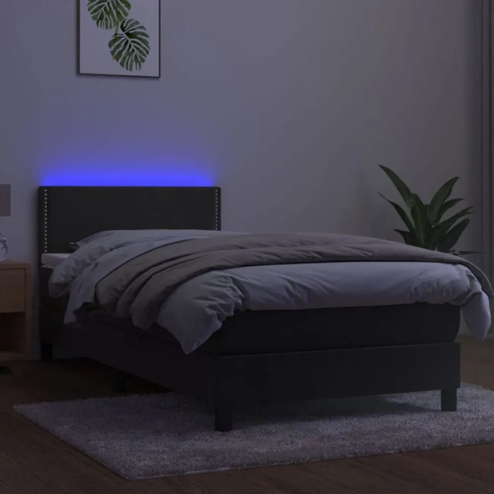 Boxspring met matras en LED fluweel 90x190 cm>vidaXL Online