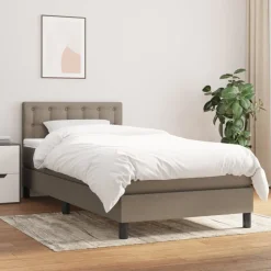 Bedden & Accessoires*vidaXL Boxspring met matras stof 80x200 cm Taupe