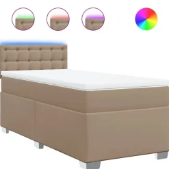 Bedden & Accessoires*vidaXL Boxspring met matras kunstleer kleurig 80x200 cm Cappuccino