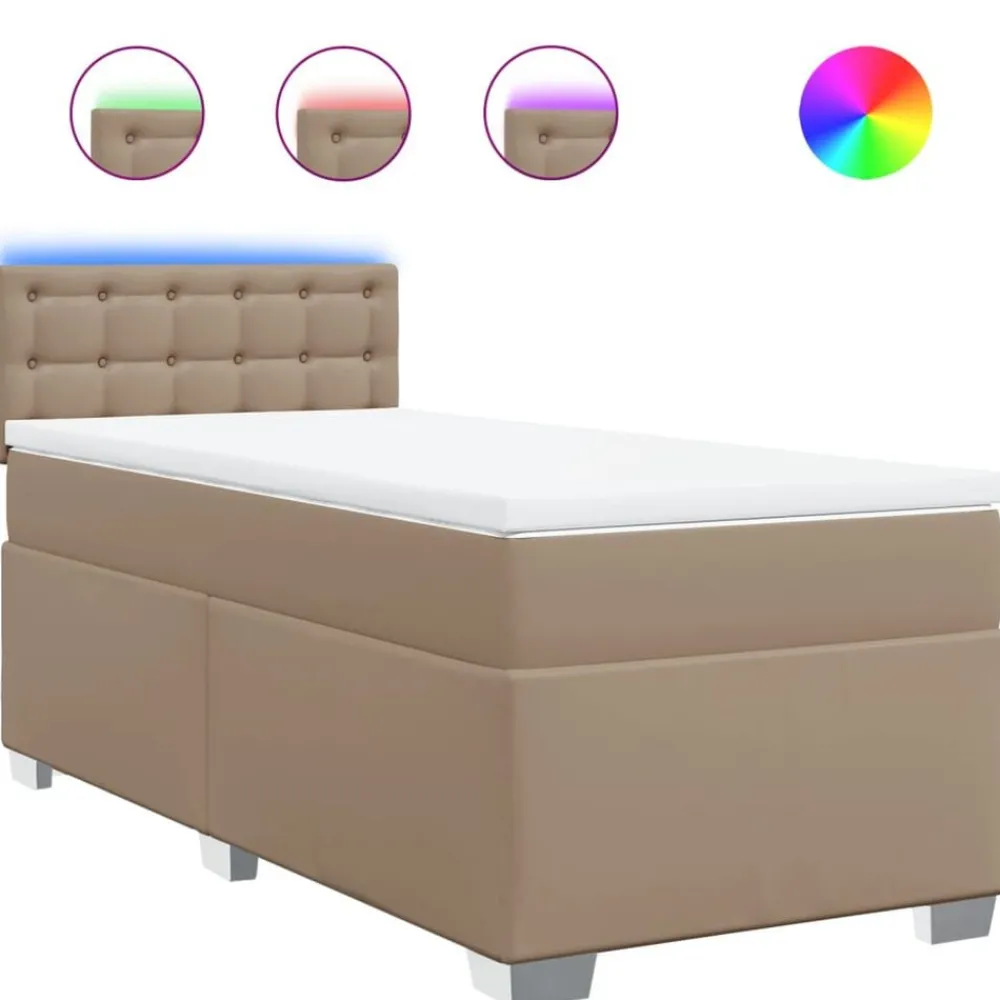 Bedden & Accessoires*vidaXL Boxspring met matras kunstleer kleurig 80x200 cm Cappuccino