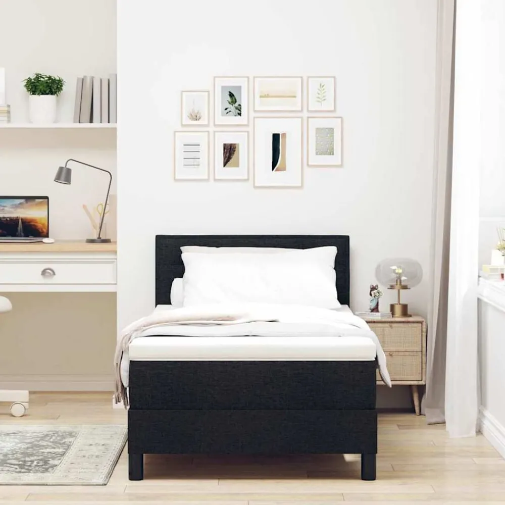 Boxspringbed met hoofdeinde 90 x 190 cm Stof>vidaXL New