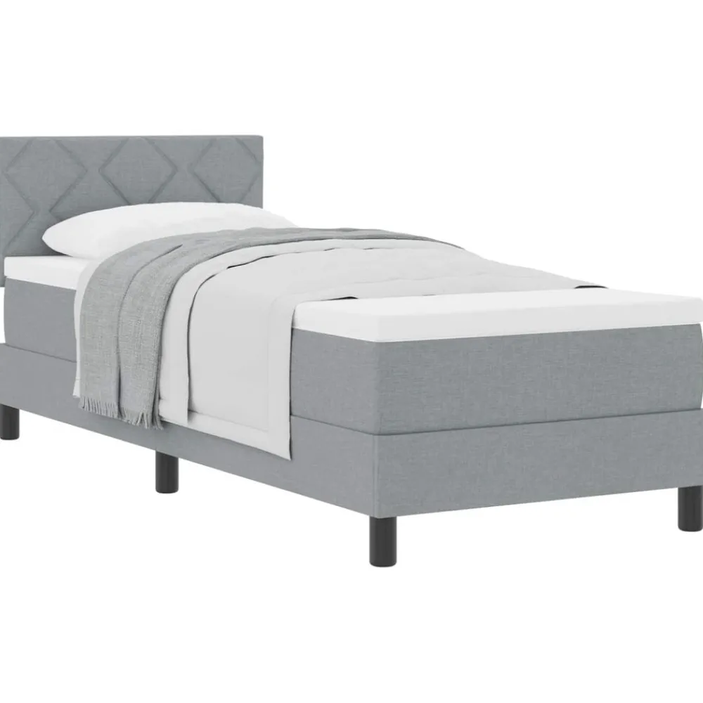 Bedden & Accessoires*vidaXL Boxspringbed met hoofdeinde 80 x 200 cm Stof Lichtgrijs