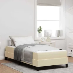 Bedden & Accessoires*vidaXL Boxspringbed met matras Crème 80 x 200 cm Stof Cr&egrave;me