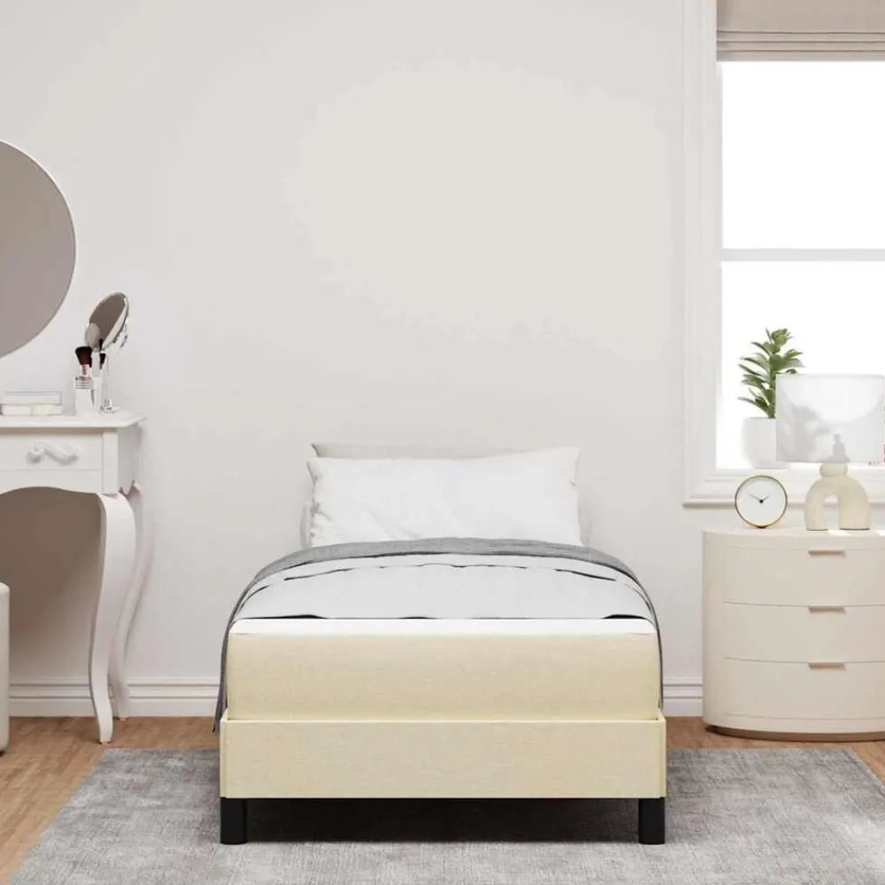 Bedden & Accessoires*vidaXL Boxspringbed met matras Crème 80 x 200 cm Stof Crème