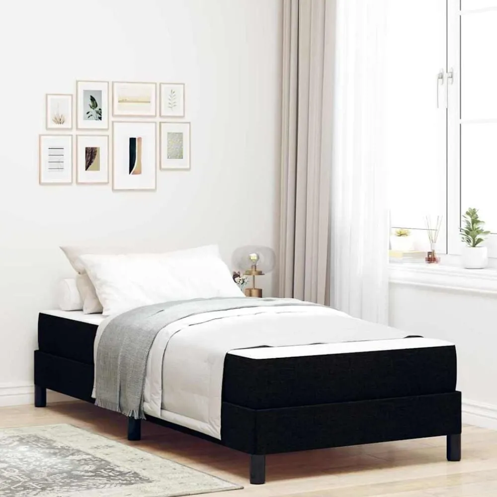 Bedden & Accessoires*vidaXL Boxspringbed met matras 80 x 200 cm Stof Zwart