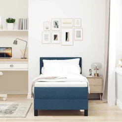 Bedden & Accessoires*vidaXL Boxspringbed met matras met hoofdeinde 80 x 200 cm Stof Blauw