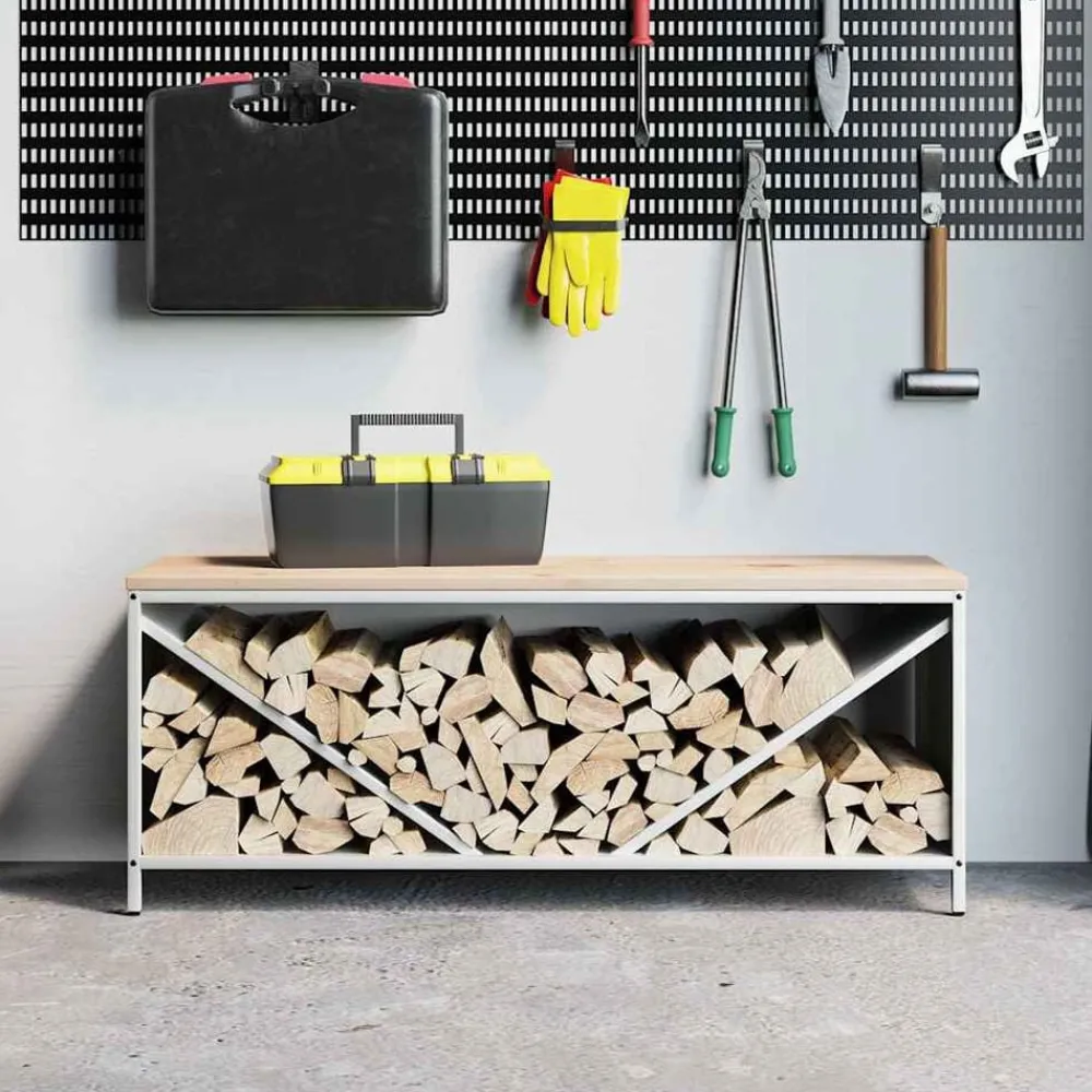 Brandhoutrek met houten blad 100,5x35,5x40 cm>vidaXL Best