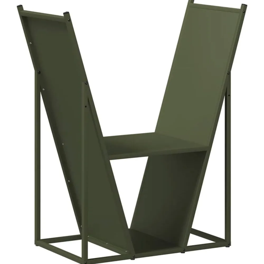 Houtkachel- & Haardaccessoires*vidaXL Brandhoutrek 69,5x35x81 cm koudgewalst staal Olijfgroen
