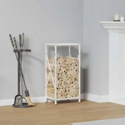 Houtkachel- & Haardaccessoires*vidaXL Brandhoutrek 34x25x70 cm koudgewalst staal Wit