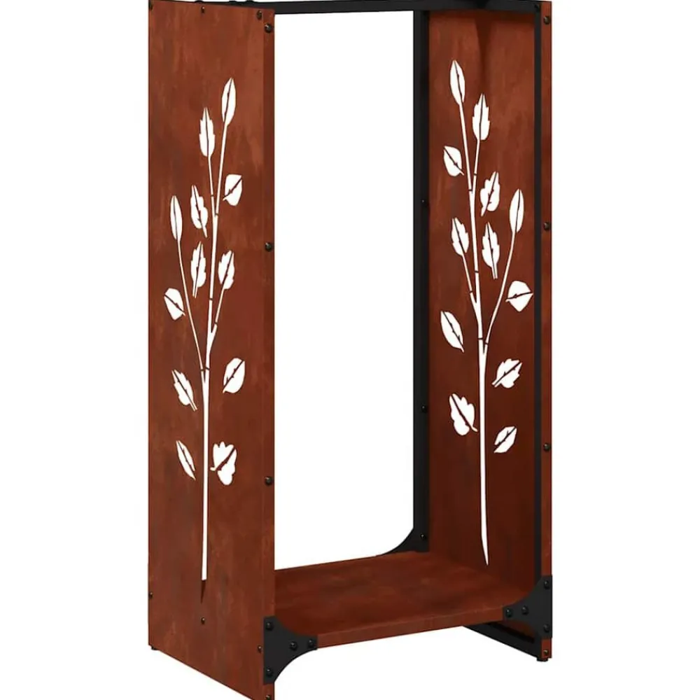 Houtkachel- & Haardaccessoires*vidaXL Brandhoutrek 40x30x80 cm weervast staal Cortenstaal