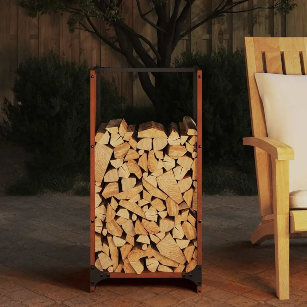 Houtkachel- & Haardaccessoires*vidaXL Brandhoutrek 40x30x80 cm weervast staal Cortenstaal