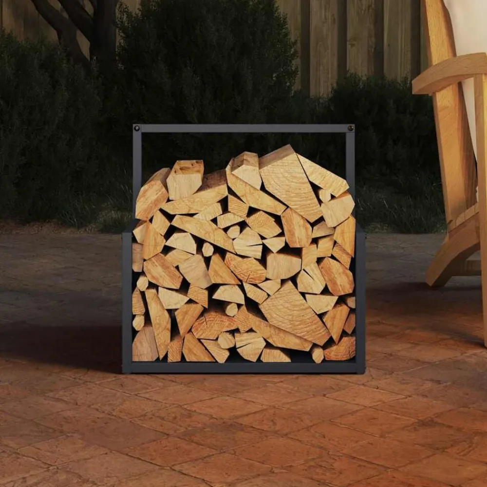 Houtkachel- & Haardaccessoires*vidaXL Brandhoutrek 40x40x40 cm koudgewalst staal kleurig Antraciet