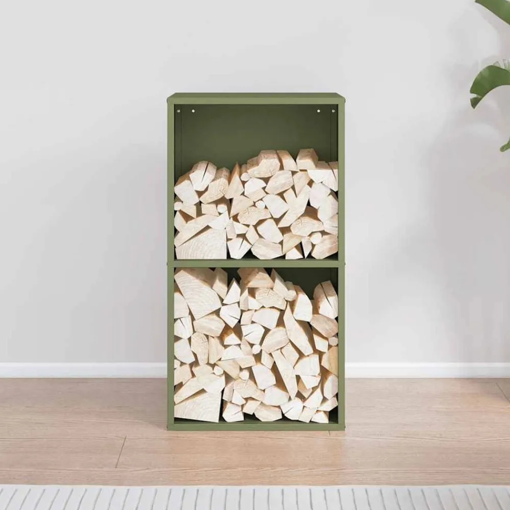Houtkachel- & Haardaccessoires*vidaXL Brandhoutrek 40x30x75 cm koudgewalst staal Olijfgroen