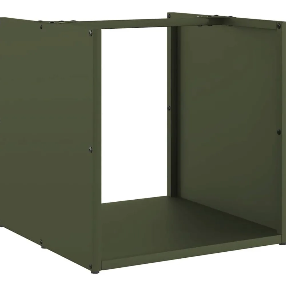 Houtkachel- & Haardaccessoires*vidaXL Brandhoutrek 40x40x40 cm koudgewalst staal Olijfgroen