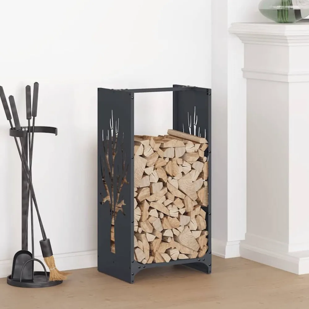 Houtkachel- & Haardaccessoires*vidaXL Brandhoutrek 40x30x80 cm koudgewalst staal Antraciet