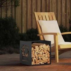 Houtkachel- & Haardaccessoires*vidaXL Brandhoutrek 40x40x40 cm koudgewalst staal Zwart