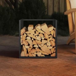 Houtkachel- & Haardaccessoires*vidaXL Brandhoutrek 40x40x40 cm koudgewalst staal Zwart