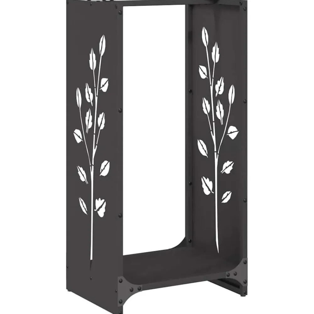 Houtkachel- & Haardaccessoires*vidaXL Brandhoutrek 40x30x80 cm koudgewalst staal Zwart