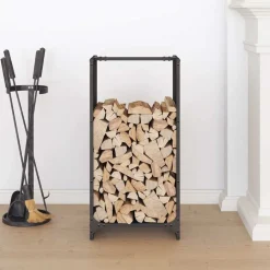 Houtkachel- & Haardaccessoires*vidaXL Brandhoutrek 40x30x80 cm koudgewalst staal Zwart