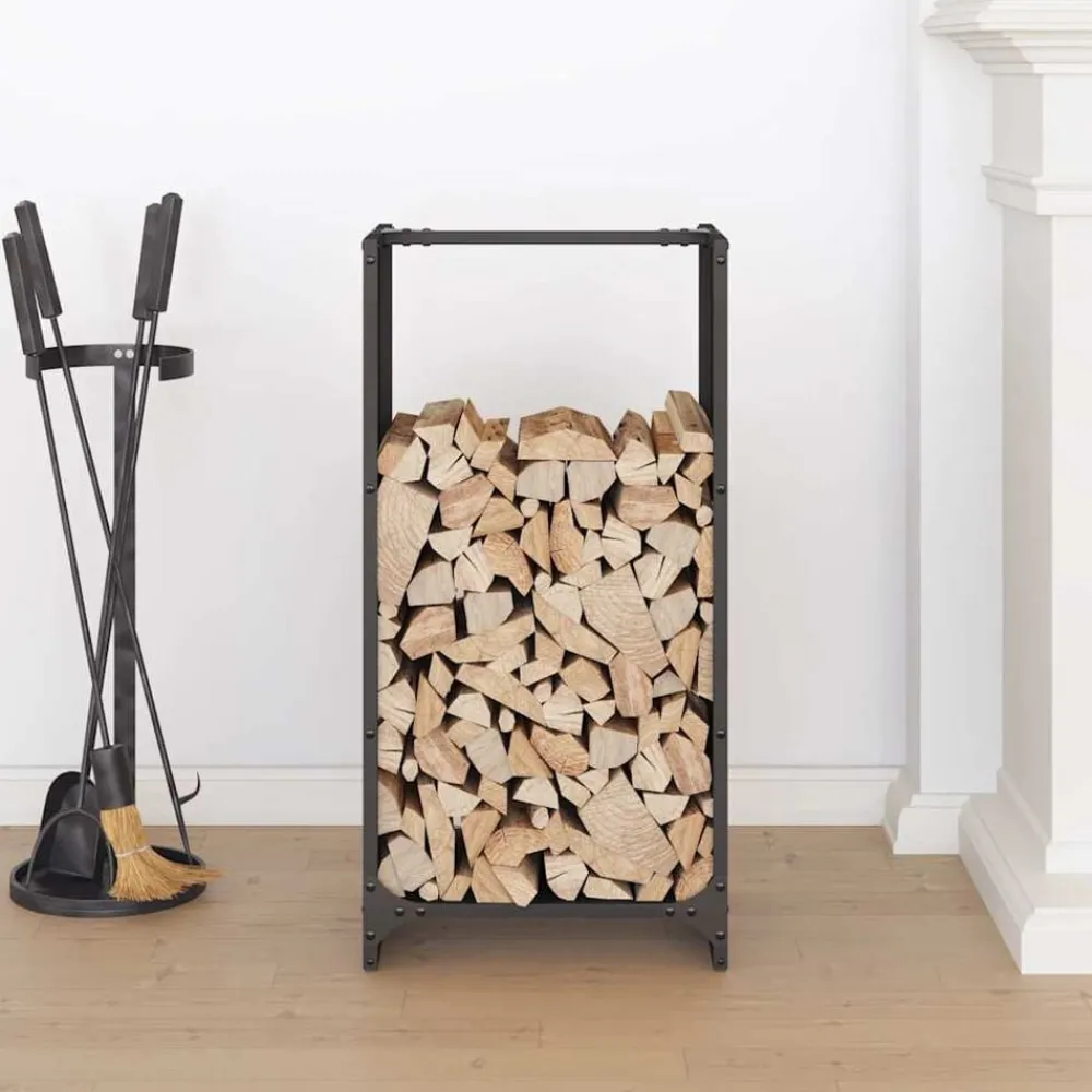 Houtkachel- & Haardaccessoires*vidaXL Brandhoutrek 40x30x80 cm koudgewalst staal Zwart