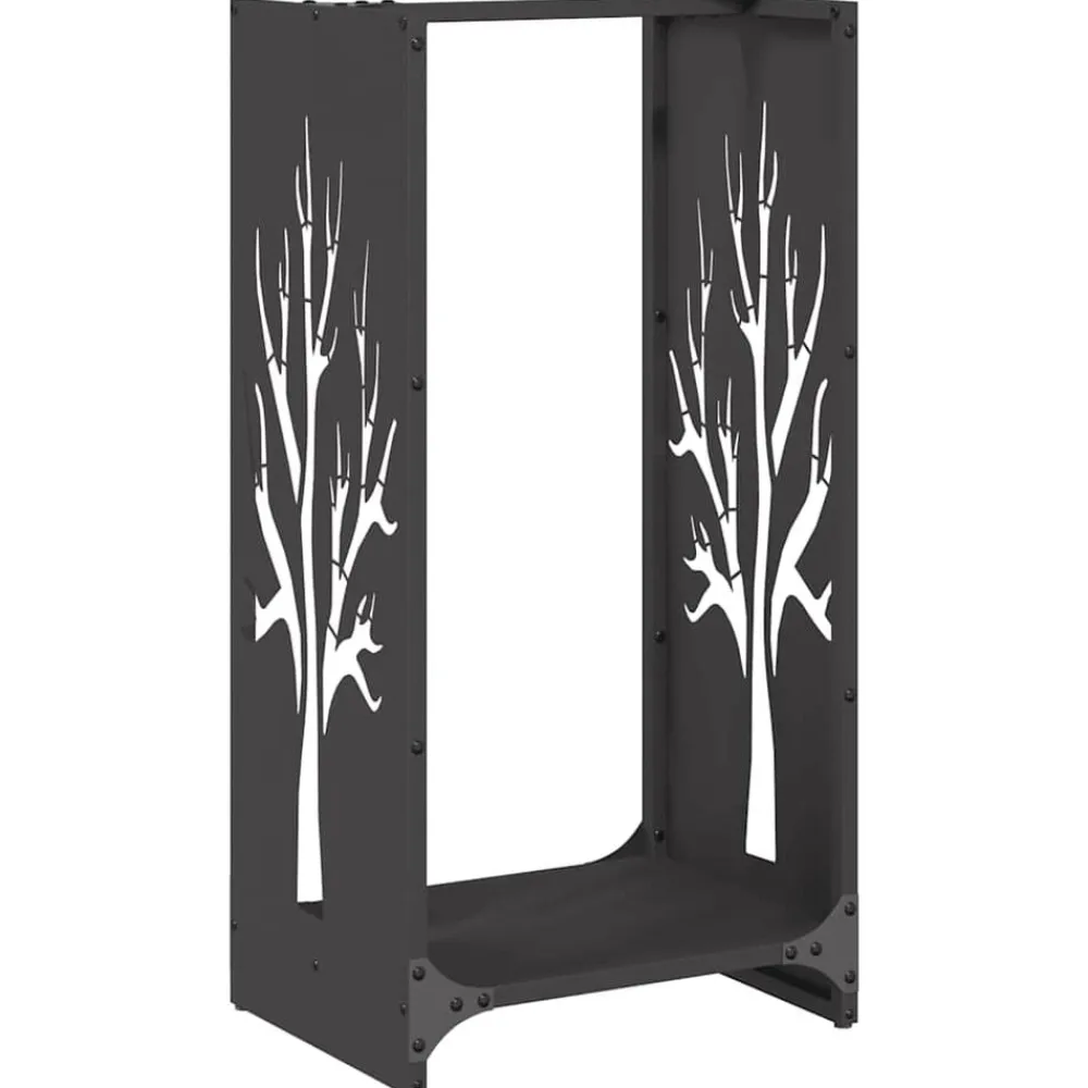 Houtkachel- & Haardaccessoires*vidaXL Brandhoutrek 40x30x80 cm koudgewalst staal Zwart