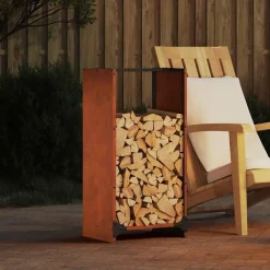 Houtkachel- & Haardaccessoires*vidaXL Brandhoutrek 40x30x80 cm weervast staal Cortenstaal