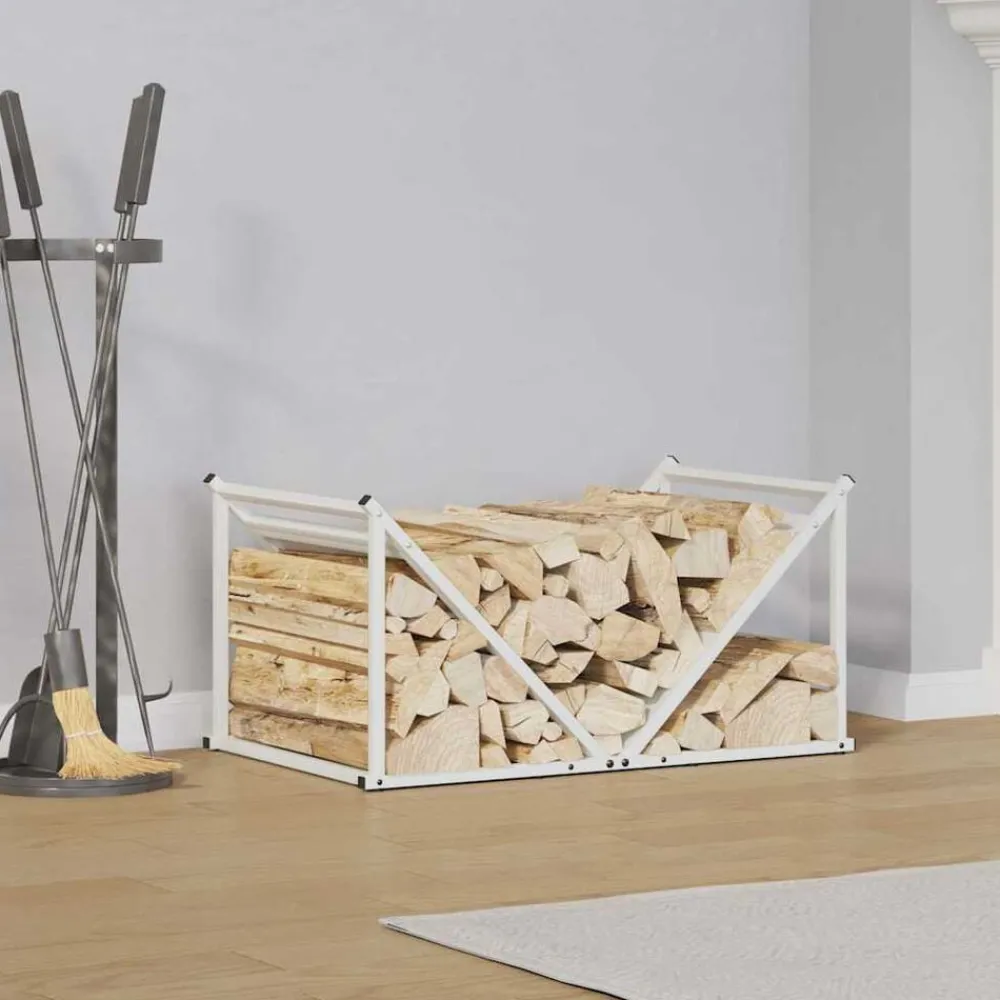 Houtkachel- & Haardaccessoires*vidaXL Brandhoutrek 70x43x34,5 cm koudgewalst staal Wit