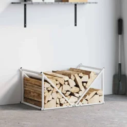 Houtkachel- & Haardaccessoires*vidaXL Brandhoutrek 70x43x34,5 cm koudgewalst staal Wit