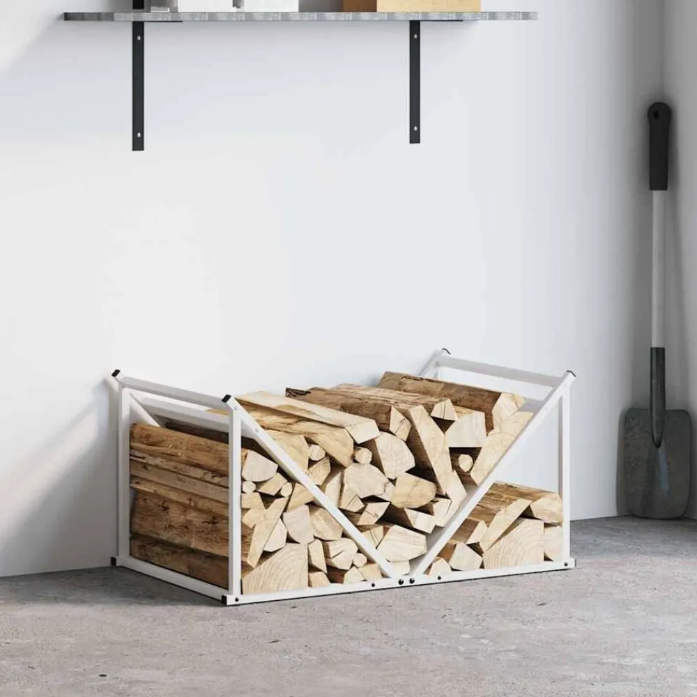 Houtkachel- & Haardaccessoires*vidaXL Brandhoutrek 70x43x34,5 cm koudgewalst staal Wit