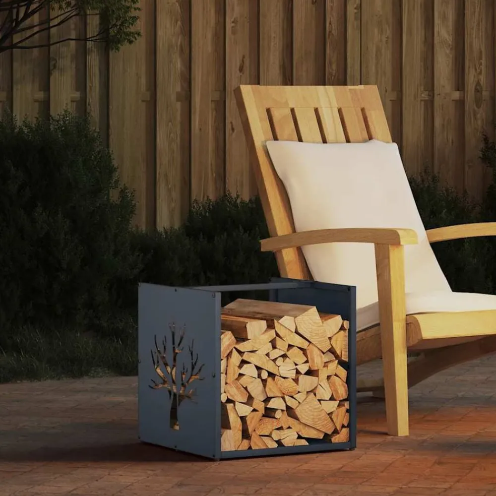 Houtkachel- & Haardaccessoires*vidaXL Brandhoutrek 40x40x40 cm koudgewalst staal kleurig Antraciet