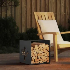 Houtkachel- & Haardaccessoires*vidaXL Brandhoutrek 40x40x40 cm koudgewalst staal Zwart