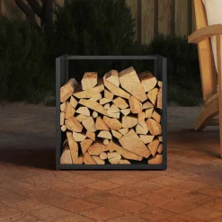 Houtkachel- & Haardaccessoires*vidaXL Brandhoutrek 40x40x40 cm koudgewalst staal Zwart