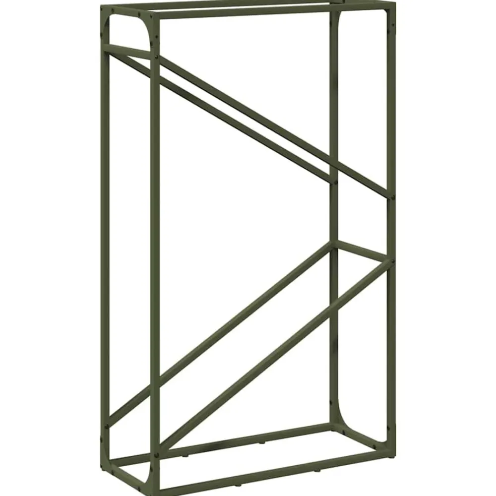 Houtkachel- & Haardaccessoires*vidaXL Brandhoutrek 60x25x100 cm koudgewalst staal Olijfgroen
