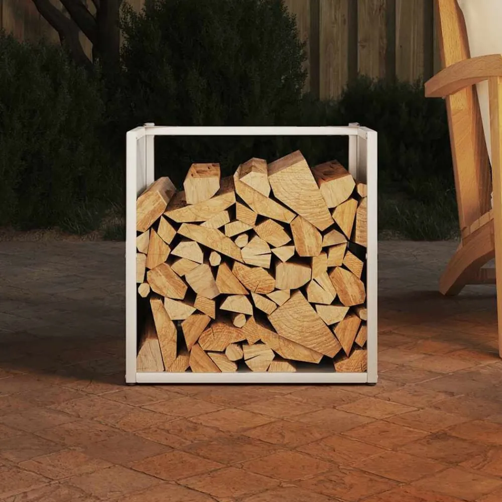 Houtkachel- & Haardaccessoires*vidaXL Brandhoutrek 40x40x40 cm koudgewalst staal Wit