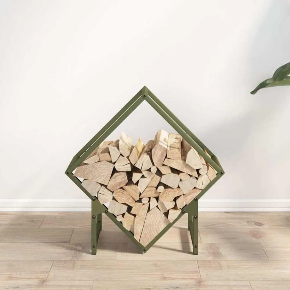 Houtkachel- & Haardaccessoires*vidaXL Brandhoutrek 50x25x50 cm koudgewalst staal Olijfgroen