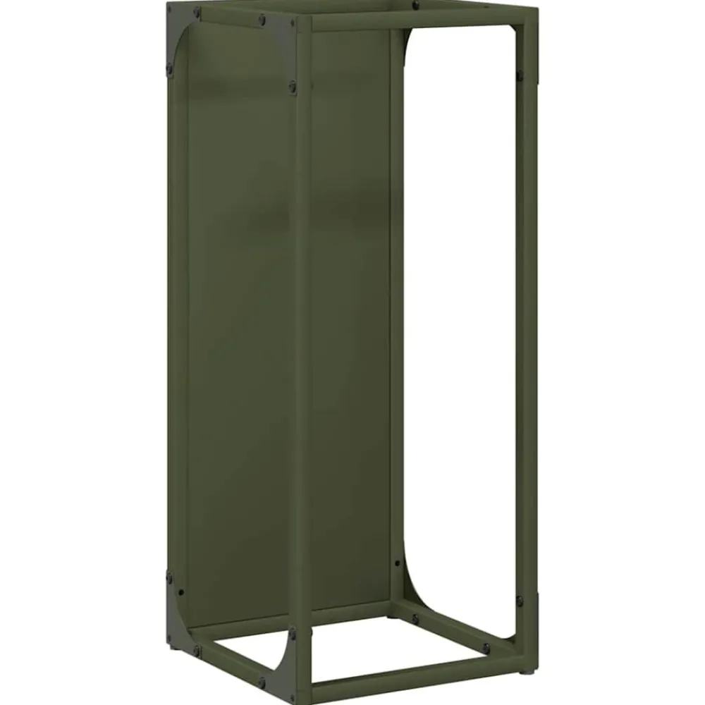 Houtkachel- & Haardaccessoires*vidaXL Brandhoutrek 25x25x60 cm koudgewalst staal Olijfgroen