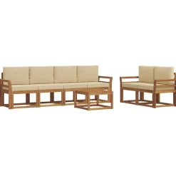 Meubelsets*vidaXL Buiten bankenset 7 pcs Massief Acaciahout Natuurlijk en beige