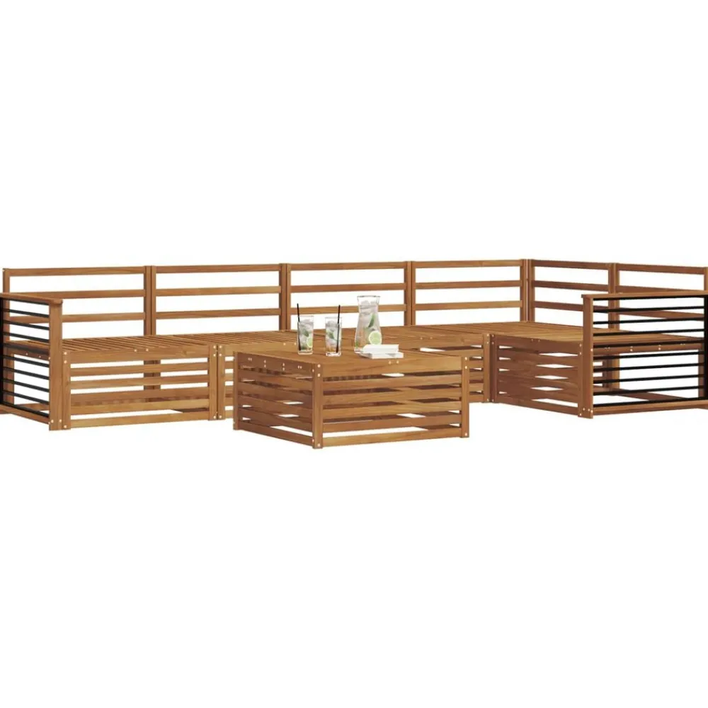 Buiten bankenset 6 pcs Massief Acaciahout>vidaXL Hot